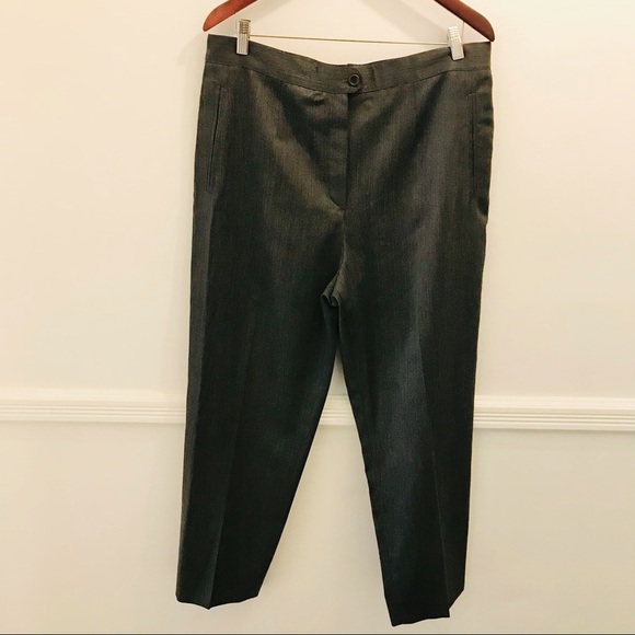 Vintage Escada Trouser Pants 44 large wide leg gray charcoal - Picture 1 of 10